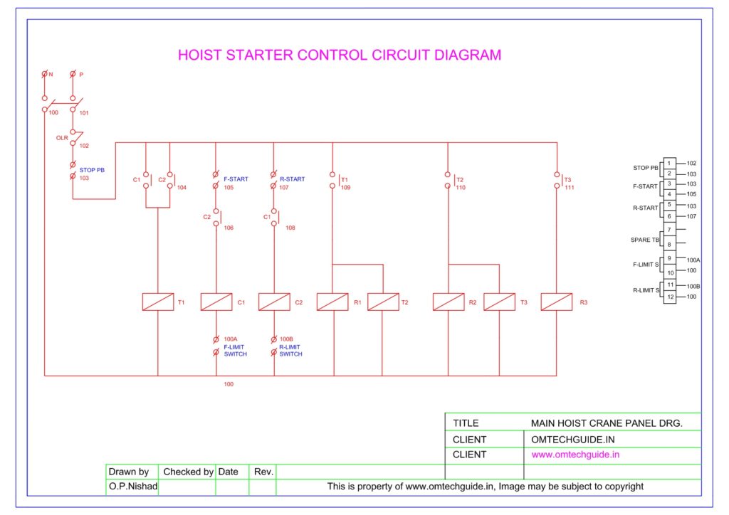 overhead crane panel control wiring diagram