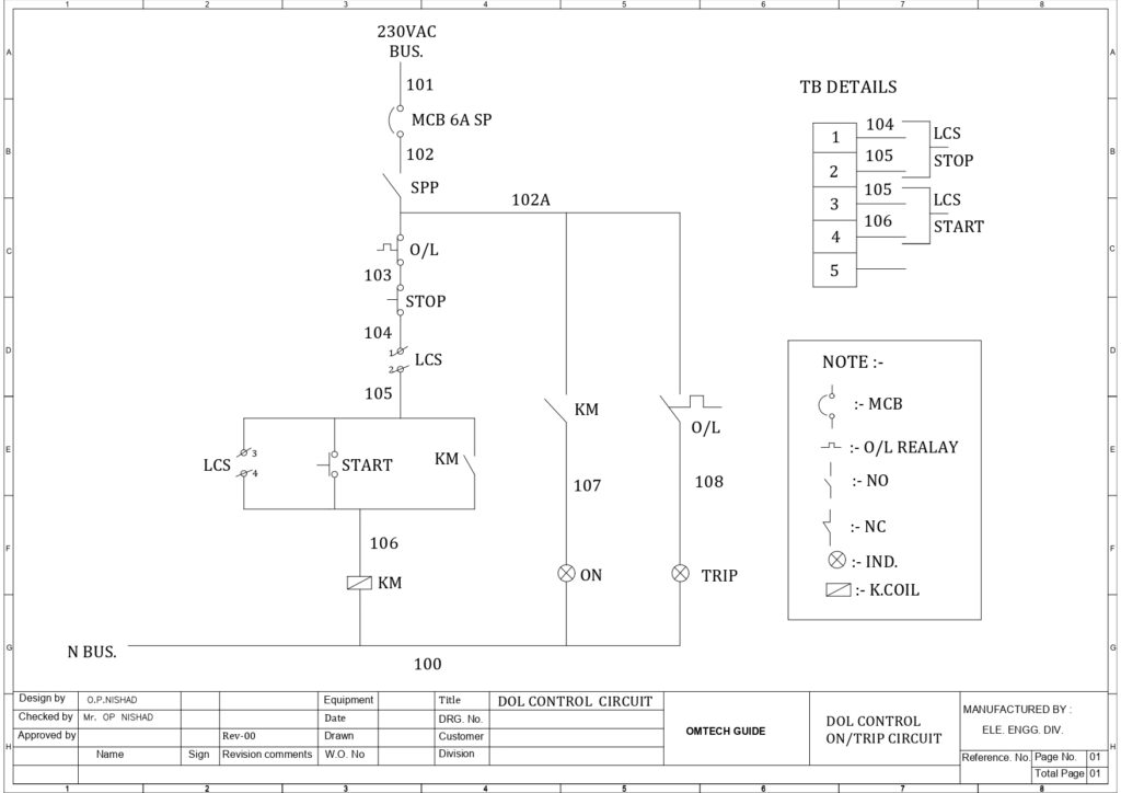 Direct on Line Starter Control Wiring